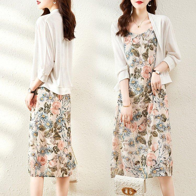 ワンピース2点セット レディース 40代 マキシワンピース 春夏 キャミワンピース 花柄スカート 七分袖ニットカーディガン オシャレセットアップ Uvカット Zp Ch 048 Youdear 通販 Yahoo ショッピング