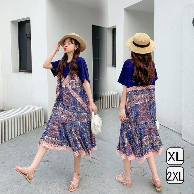ワンピース レディース 40代 マキシワンピース 春夏 半袖 フレアスカート きれいめ 総柄 切り替え 韓国風 代 30代 50代 ゆったり Uvカット マキシ Zp Ck 003 Youdear 通販 Yahoo ショッピング