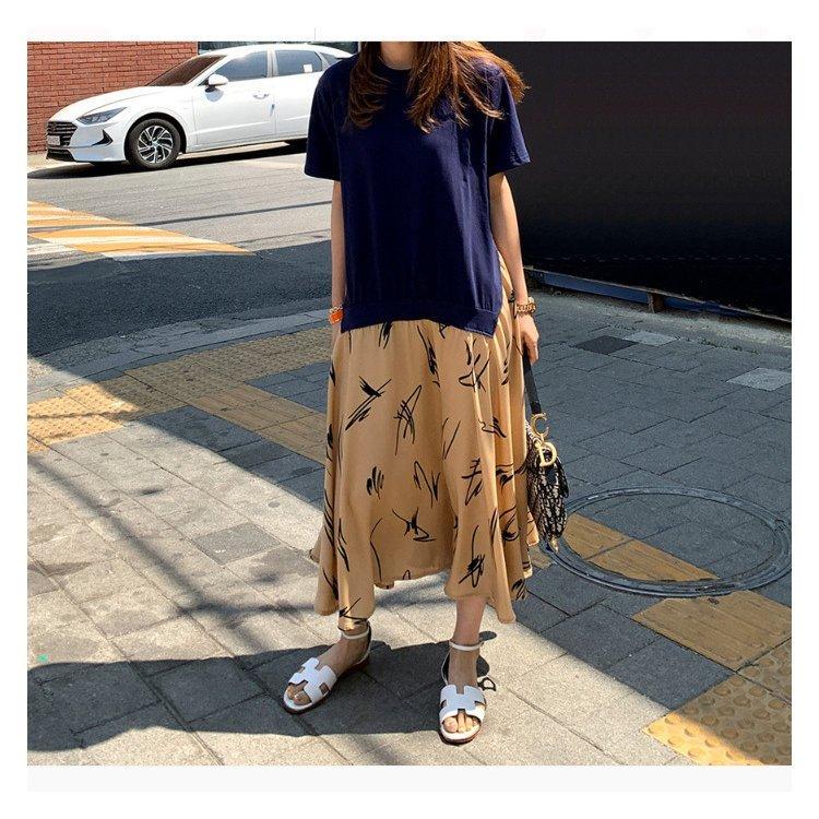 ワンピース レディース 40代 マキシワンピース 春夏 半袖 フェイクレイヤード フレアスカート シフォン きれいめ 韓国風 代 30代 50代 ゆったり Uvカット Zp Ck 070 Youdear 通販 Yahoo ショッピング