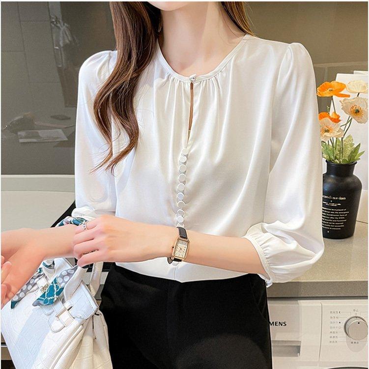 ブラウス レディース 40代 春夏 新作 韓国風 Vネック シャツ 七分袖