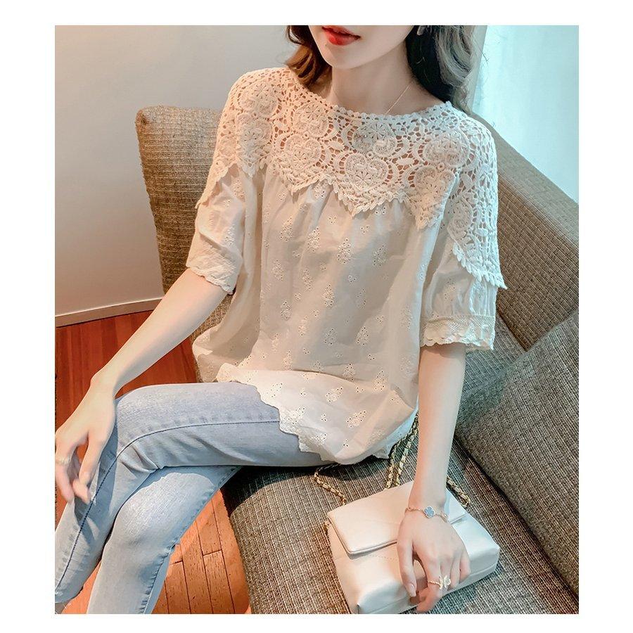 ブラウス レディース 40代 春夏 新作 韓国風 シャツ 白 シフォン 花柄 ブラウス 半袖 トップス 大人 通勤 ゆったり レース おしゃれ 30代 50代 Zp Ck 1 Youdear 通販 Yahoo ショッピング