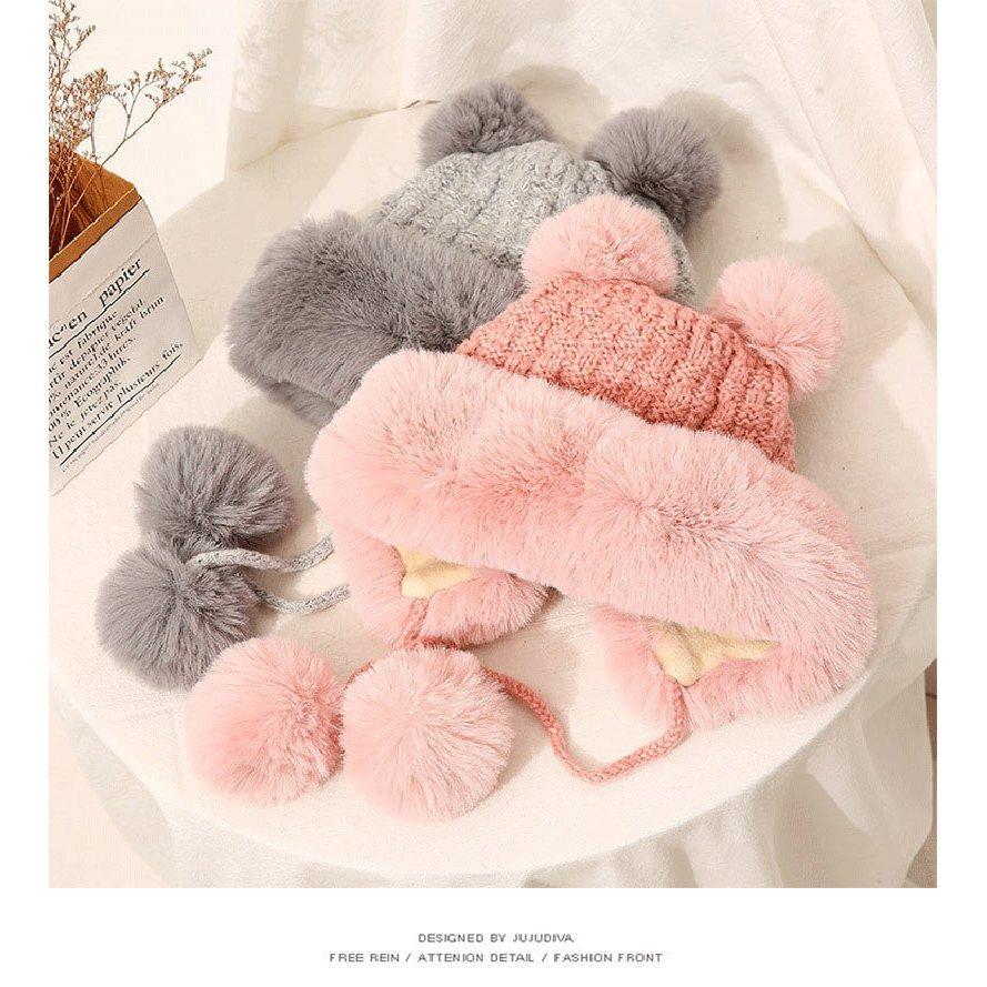 ニット帽子 キャップ 秋冬 ハット レディース ボンボン 可愛い セール特価品 耳あて 帽子 かわいい ボア付き 小顔効果 新作 裏起毛 あったか 送料無料 防寒 冬物