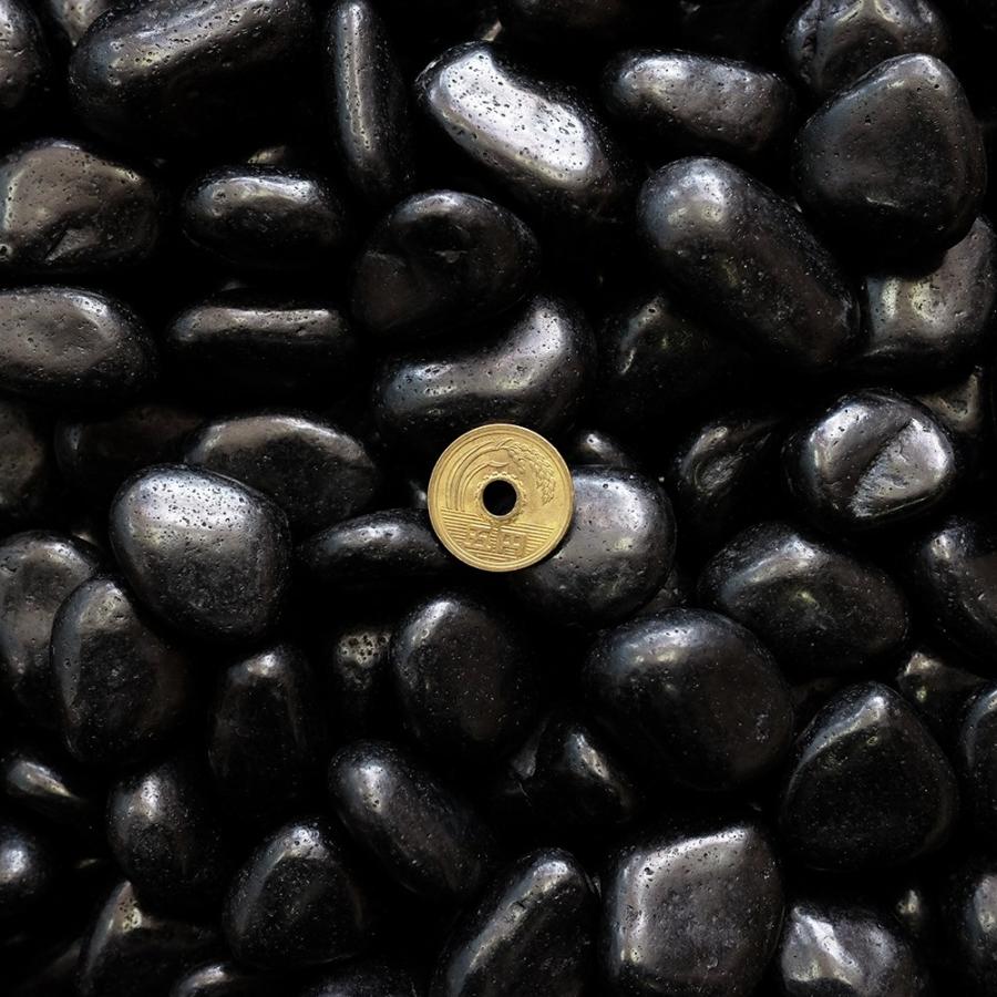 砂利 きれいな おしゃれ玉砂利 庭 磨き那智石 黒光石 8分 約24〜30mm