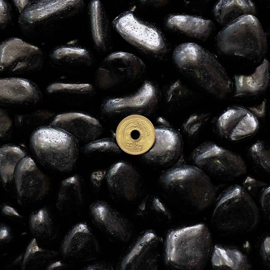 きれいな おしゃれ玉砂利 庭 磨き那智石 黒光石 8分 約24〜30mm 【平川】 30kg