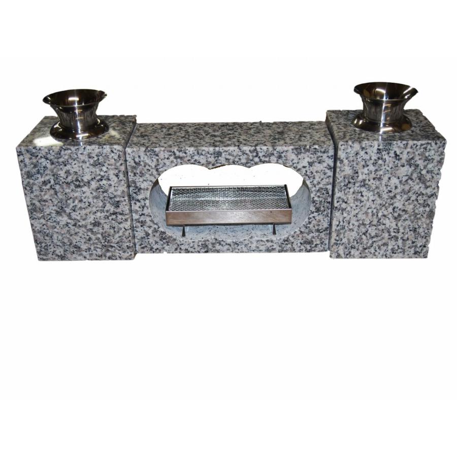 墓前用 三門型香炉／カンボジア産白御影石使用・特価55,000円（税込）01