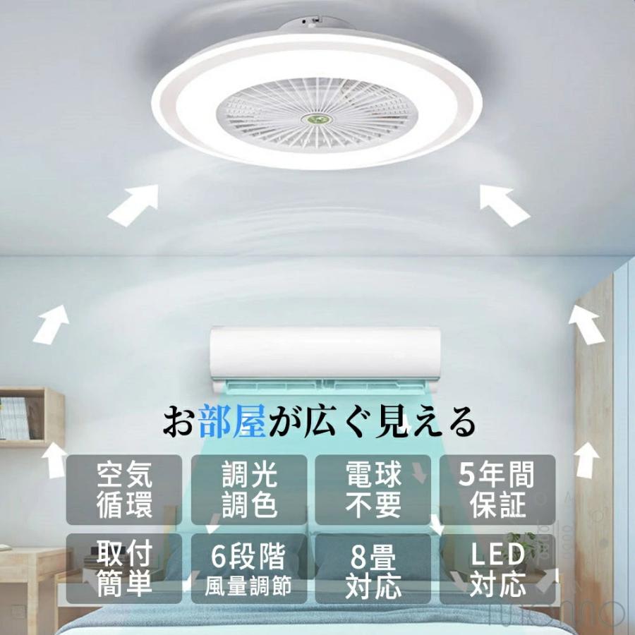 シーリングファンライト 調光調色 首振り おしゃれ 軽量 薄型 サーキュレーター シーリングライト DC シーリングファン 省エネ 6畳 8畳 12畳 ファン付き LEDの画像