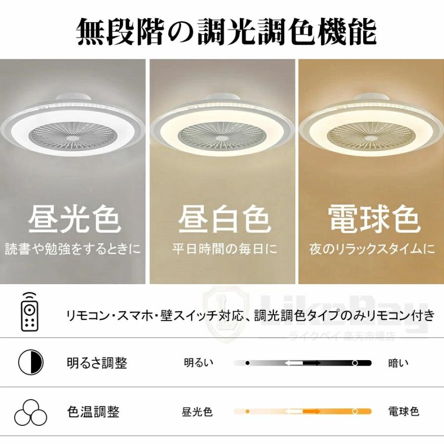 シーリングファン シーリングファンライト LED おしゃれ 北欧 薄型 dcモーター ライト付き 天井照明 シーリングライト サーキュレーター 空気循環 軽量 12畳の画像