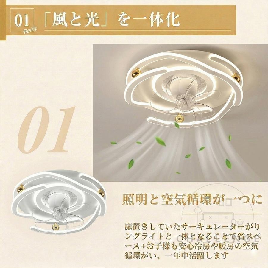 シーリングファンライト 360°首振り LED 薄型 北欧 10畳 12畳 正逆回転 シーリングライト ファン付き 静音 シーリングファン 循環扇 DCモーター 風速6段階 新品_2