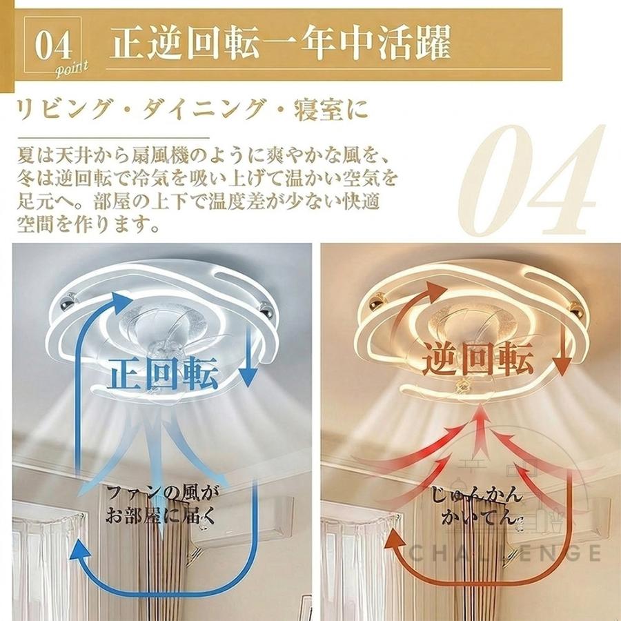 シーリングファンライト 360°首振り LED 薄型 北欧 10畳 12畳 正逆回転 シーリングライト ファン付き 静音 シーリングファン 循環扇 DCモーター 風速6段階 新品_5