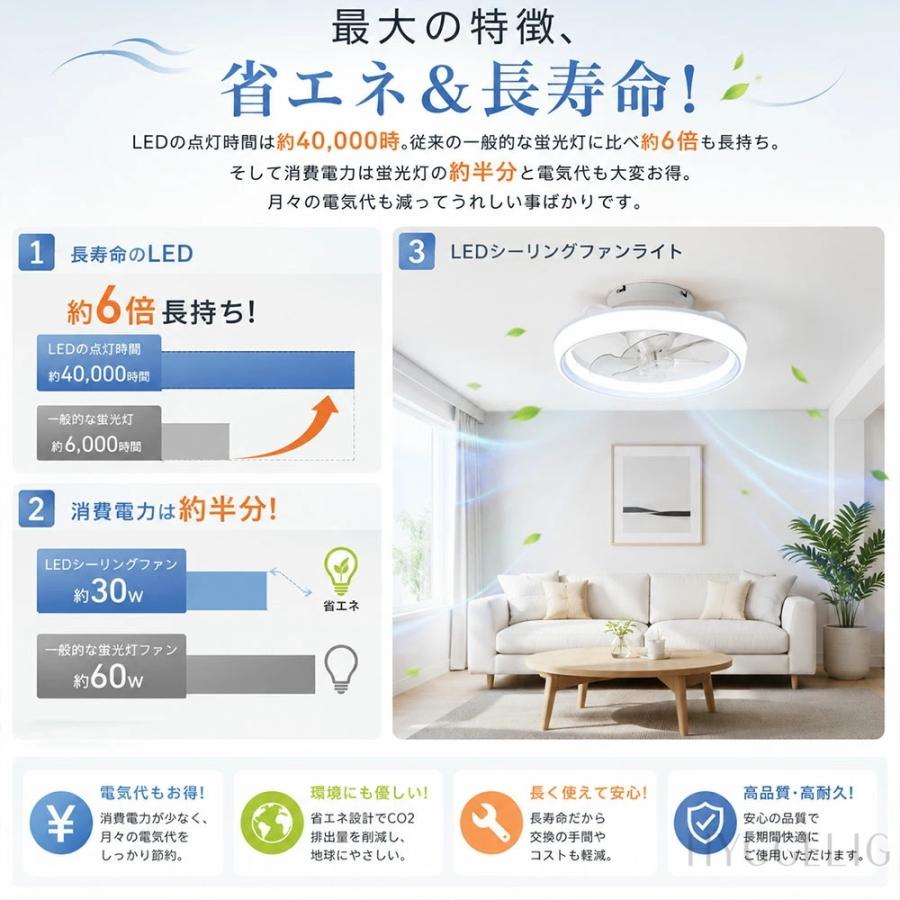 シーリングファンライト 首振り DCモーター 天井扇風機 6畳 省エネ