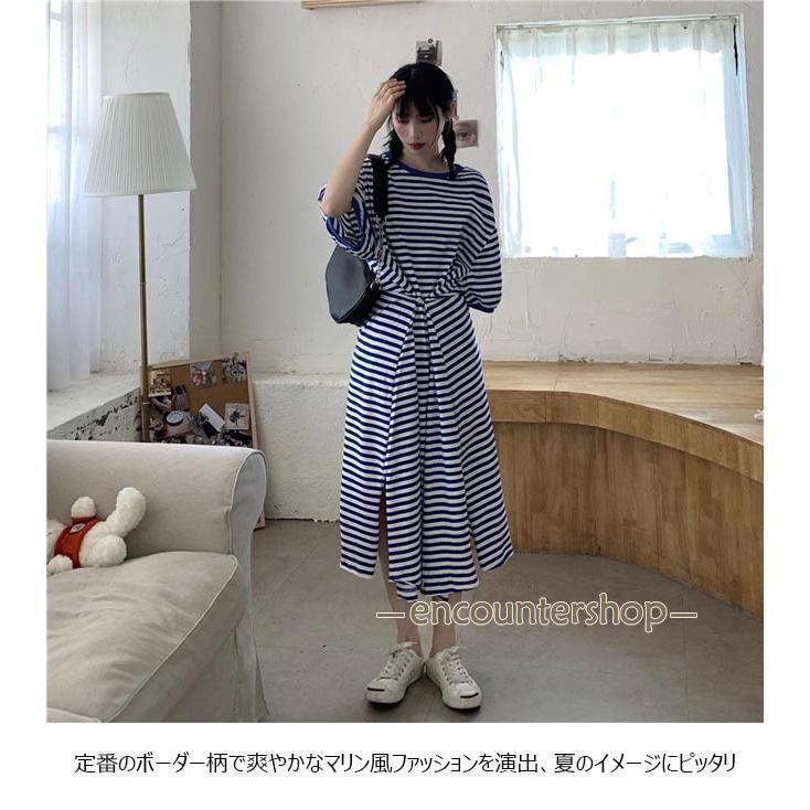 春 夏 ワンピース 夏 レディース 半袖ワンピース ボーダー柄