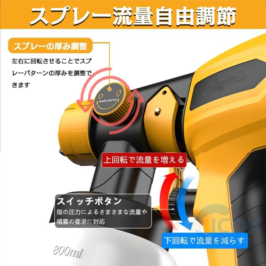 コードレススプレーガン 電動スプレーガン 噴射量調節可能 1000ml大容量 スプレーガン 電動 コードレススプレーガン 充電式 家庭用 小型電動式