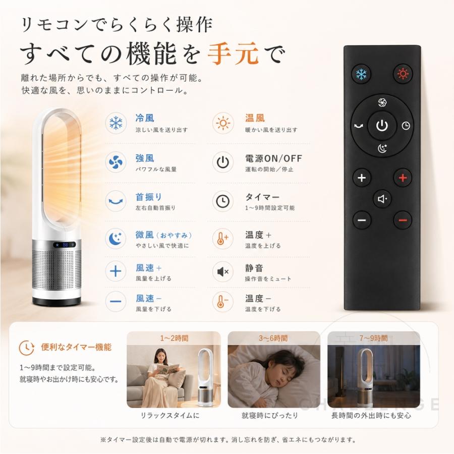 冷風機 扇風機 空気清浄機 羽根なし 強力 強風 セラミックヒーター