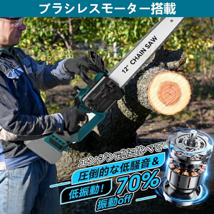 チェーンソー 充電式 12インチ 小型 電動チェーンソー コードレス 切断
