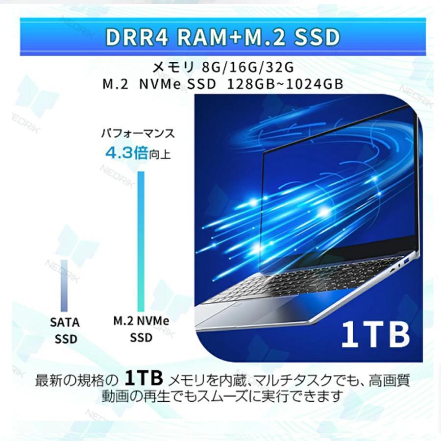ノートパソコン office付き 2025 初期設定済み Windows11 指紋認証 15.6インチ フルHD液晶 PC office intel高性能N5095 3.4GHz 4コア 32GBRAM DDR4 2TB M.2SSDの画像