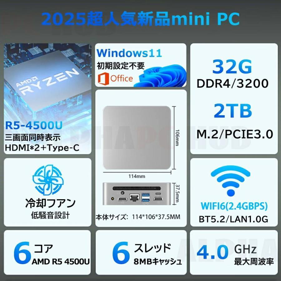 ミニPC minipc Windows 11 AMD Ryzen7 5800U 8コア16スレッド mini pc