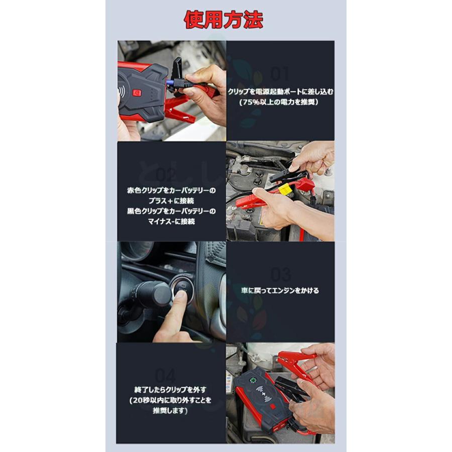 ジャンプスターター 大容量 12V ポータブル電源 モバイルバッテリー 車