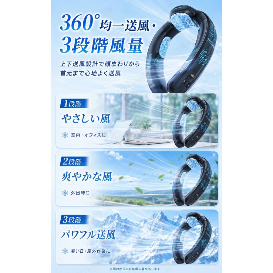 首掛け扇風機 ネッククーラー 冷却プレート10000mAh大容量 扇風機 首