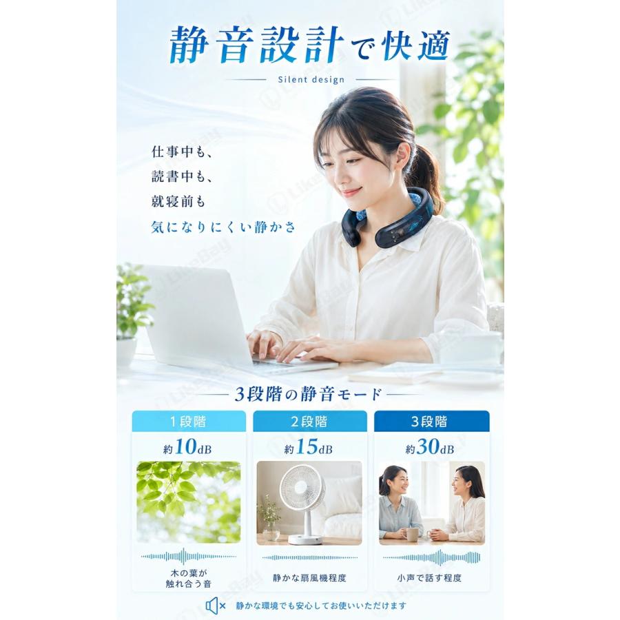 首掛け扇風機 ネッククーラー 冷却プレート10000mAh大容量 扇風機 首