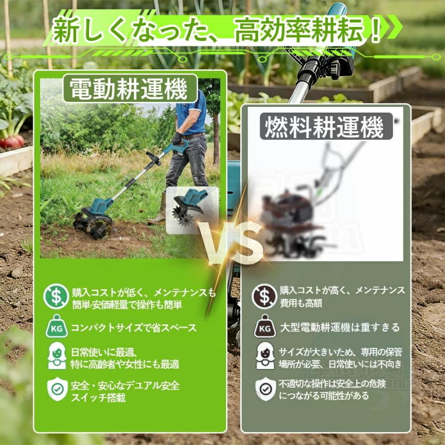 耕運機 電動耕運機 家庭用 充電式耕うん機 小型 軽量 ミニ耕運機
