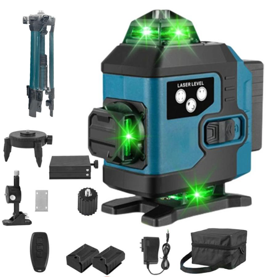 16ライングリーンレーザー墨出し器墨出し機/墨出器/4D水平器/1.2M三脚付き レーザー墨出し器 グリーンレーザー 水平器 フルライン 16ライン 4x360