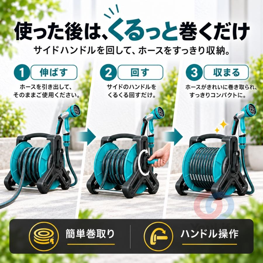 エンジン式高圧洗浄機 ホースリールセット 高圧洗浄機 ホースリール ホース 園芸 家庭菜園 洗車 掃除 散水ホース
