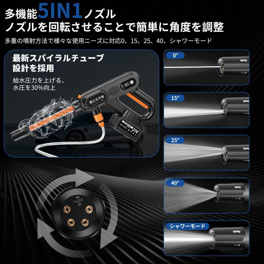 コードレス 高圧洗浄機 多機能ノズル 洗車フォームモード 2026最新】高圧洗浄機 コードレス 充電式 小型 ブラシレスモータ搭載
