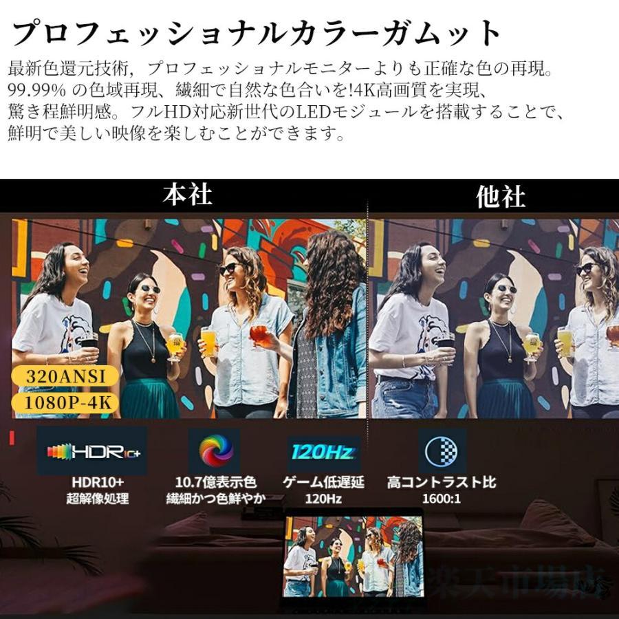 プロジェクター 家庭用 小型 天井投影 4K対応 高輝度 Netflix/YouTubeb android搭載 スマホ 高画質静音 自動台形補 軽量 ホームシアター 壁 簡単設定 PSE認証済_5