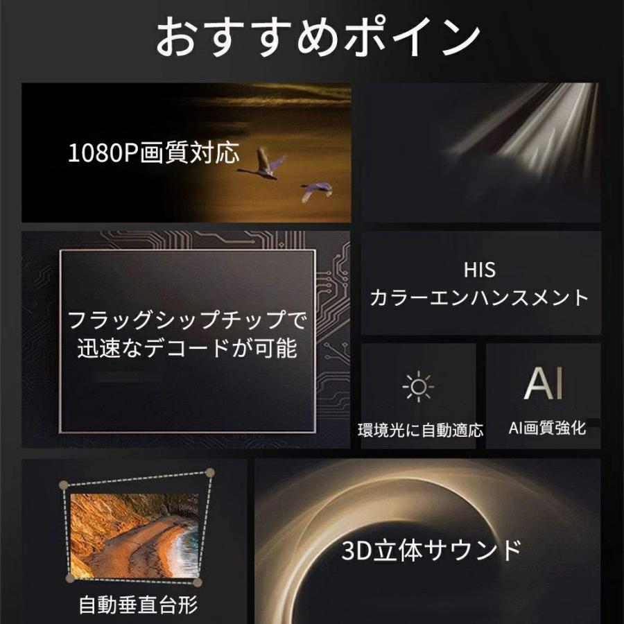 プロジェクター 家庭用 小型 安い 1080P高画質 自動台形補正 wi-fi対応 天井 ホームシアター Android iPhone PC 短距離投影 4Kビデオに適応する リモコン付属_1