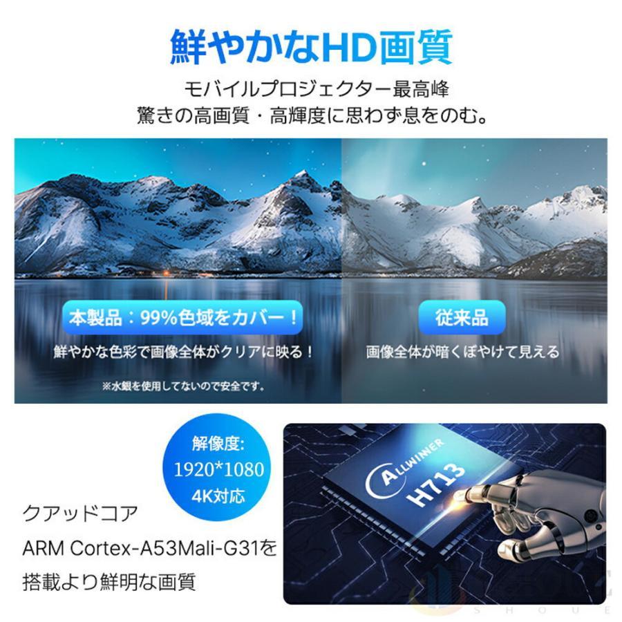 プロジェクター 家庭用 小型 安い 1080P高画質 自動台形補正 wi-fi対応 天井 ホームシアター Android iPhone PC 短距離投影 4Kビデオに適応する リモコン付属_2