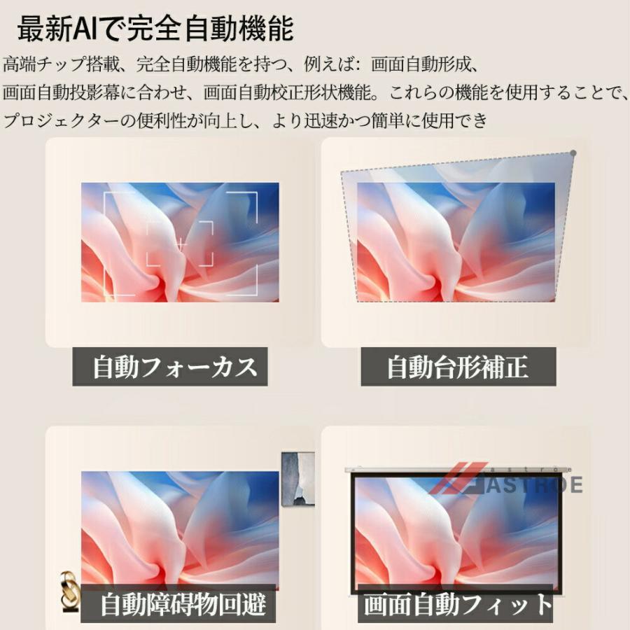 プロジェクター 小型 家庭用 天井投影 スマホと繋げる 4K対応 自動