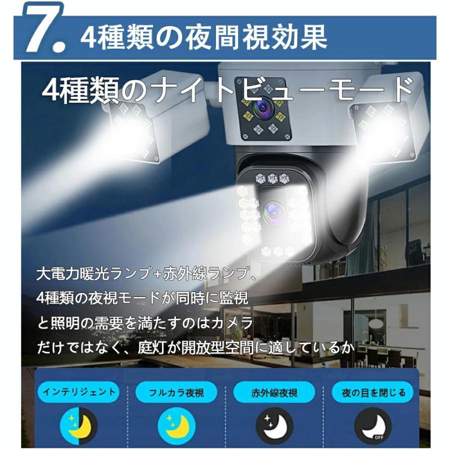 防犯カメラ 監視カメラ 1台3役 屋外 3レンズ 600画素 10倍ズーム WiFi