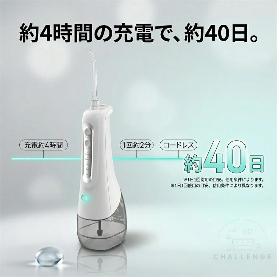 口腔洗浄器 歯垢除去 ジェットウォッシャー コードレス 大容量 IPX7 3