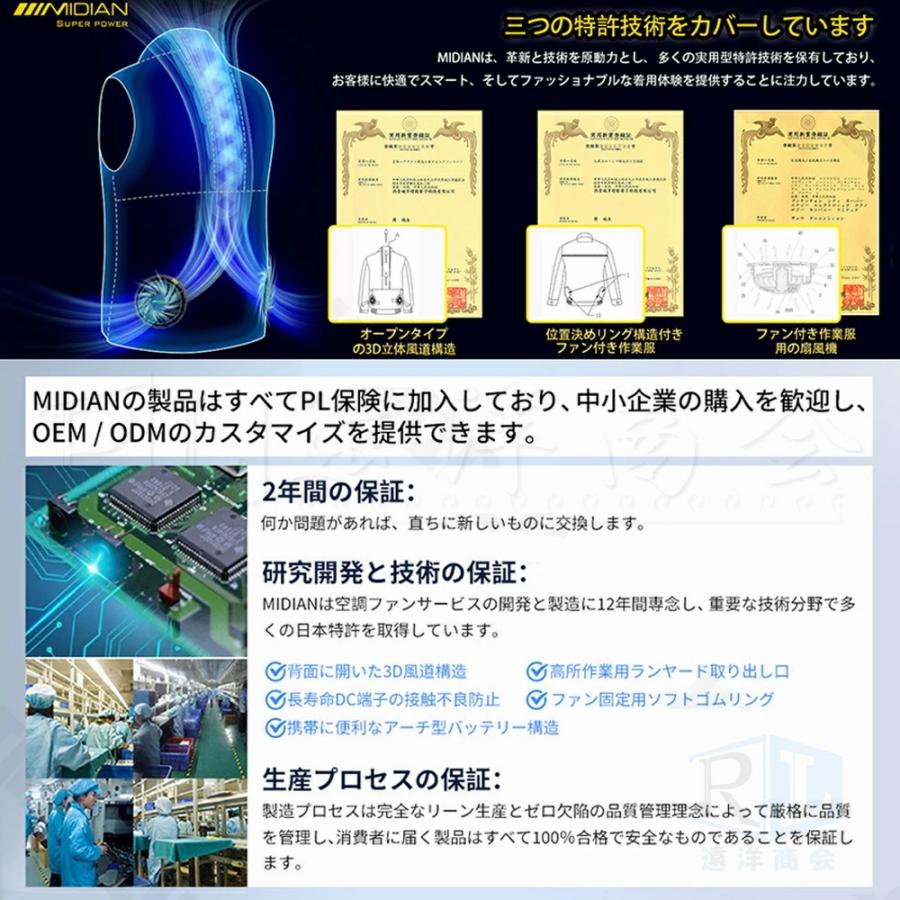 空調ベスト 空調作業服 ファン付き バッテリー付き 冷風ベスト