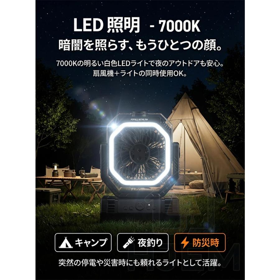 ミストファン 扇風機 首振り キャンプ扇風機 アウトドア 20000mAh 卓上