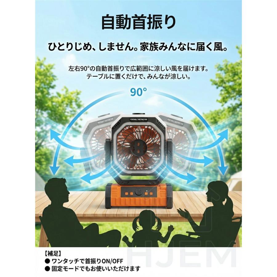 ミストファン 扇風機 首振り キャンプ扇風機 アウトドア 20000mAh 卓上
