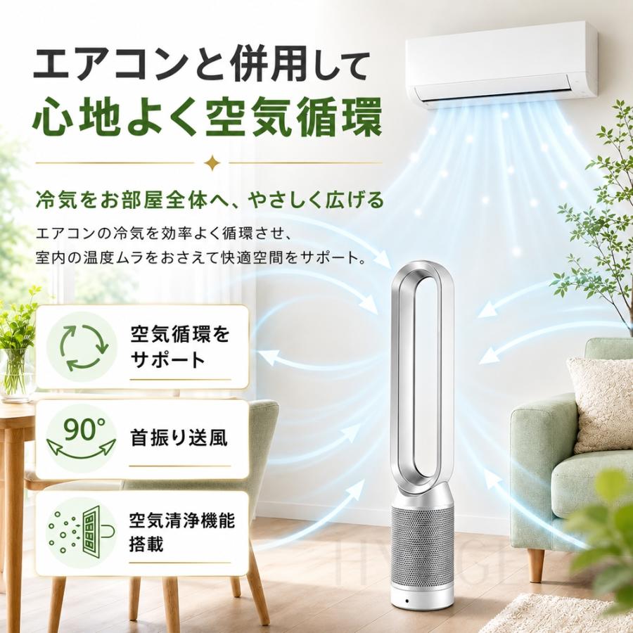 扇風機 羽なし 首振り 冷風機 空気清浄機 42インチ サーキュレーター