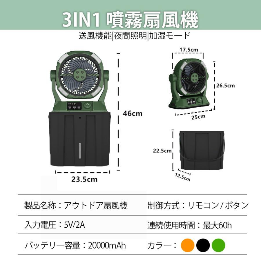 2026新登場】扇風機 キャンプ 扇風機 ミストファン 20000mAh 大容量