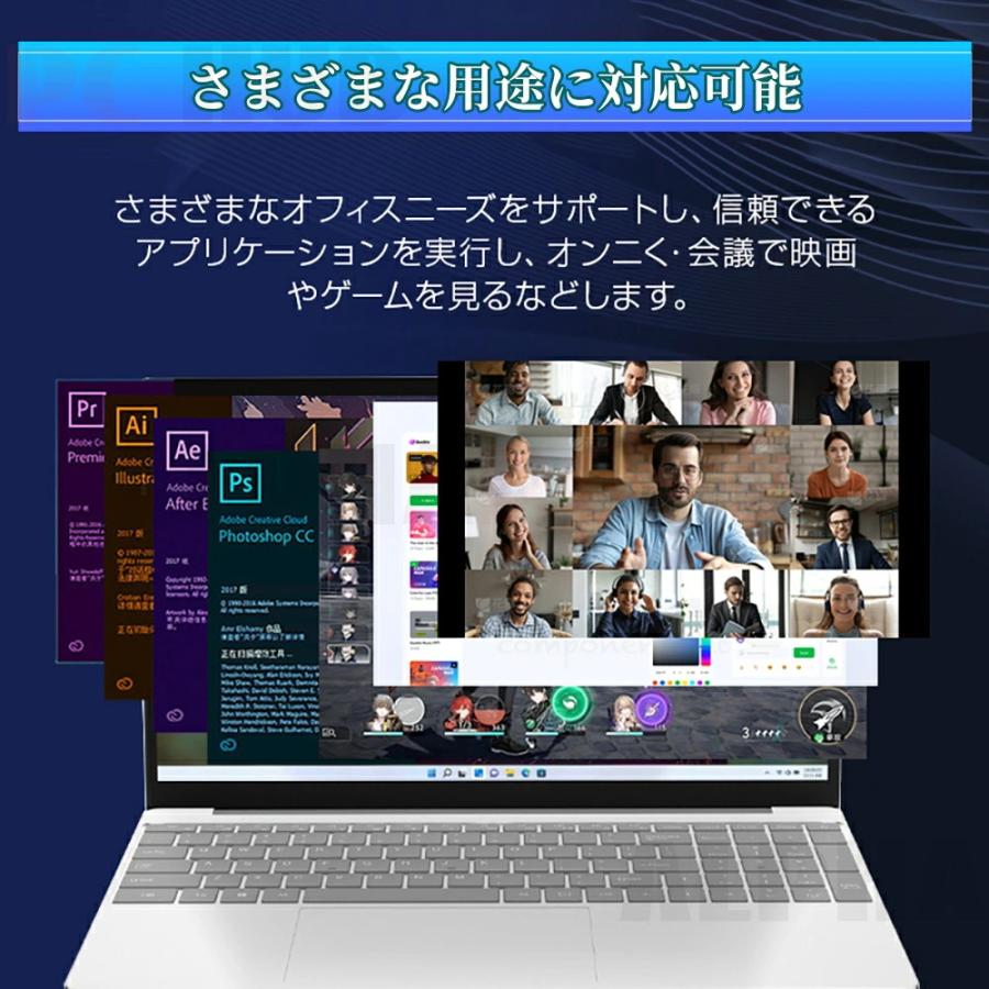 ノートパソコン office付き 2026新品 初期設定済み Windows11 指紋認証 15.6インチ フルHD液晶 PC パソコン intel高性能N95 3.4GHz 32GB 薄型 テンキー付き 無線の画像