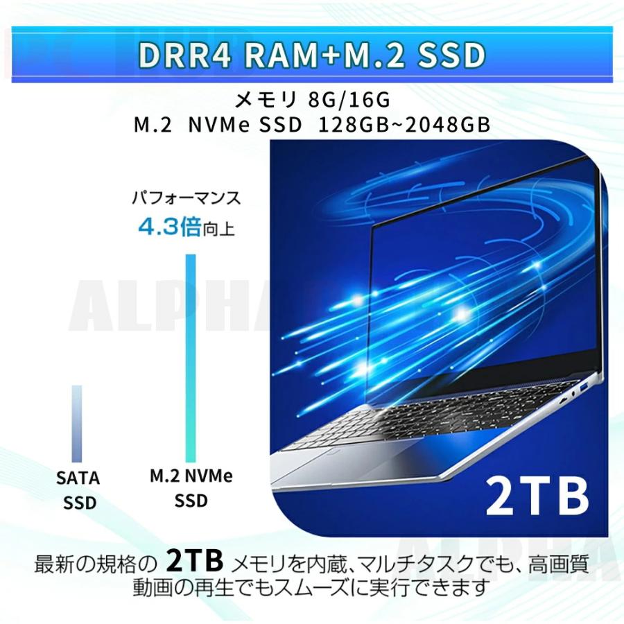 ノートパソコン office付き 2026新品 初期設定済み Windows11 指紋認証 15.6インチ フルHD液晶 PC パソコン intel高性能N95 3.4GHz 32GB 薄型 テンキー付き 無線の画像