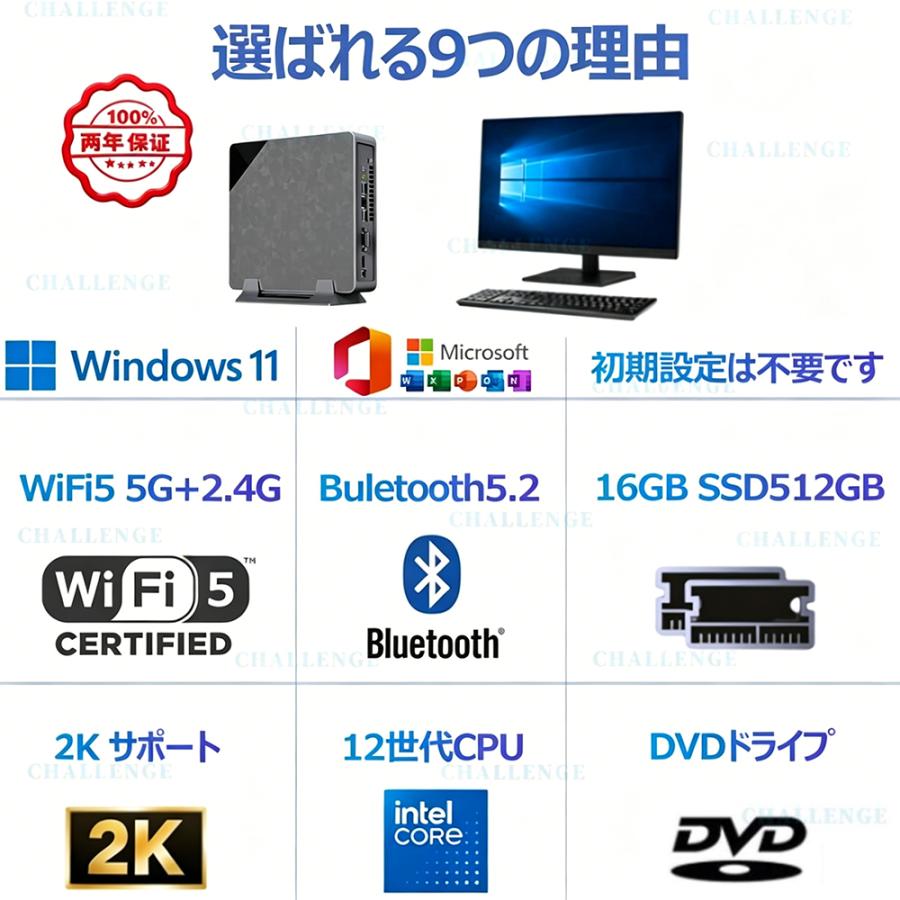 インテル（intel） ミニパソコン 新品 ミニPC デスクトップパソコン