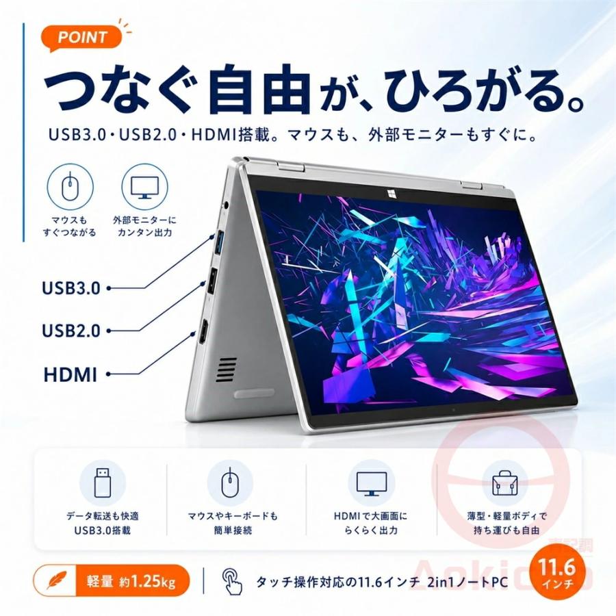 インテル（intel） ノートパソコン パソコン 新品 2in1 11.6インチ