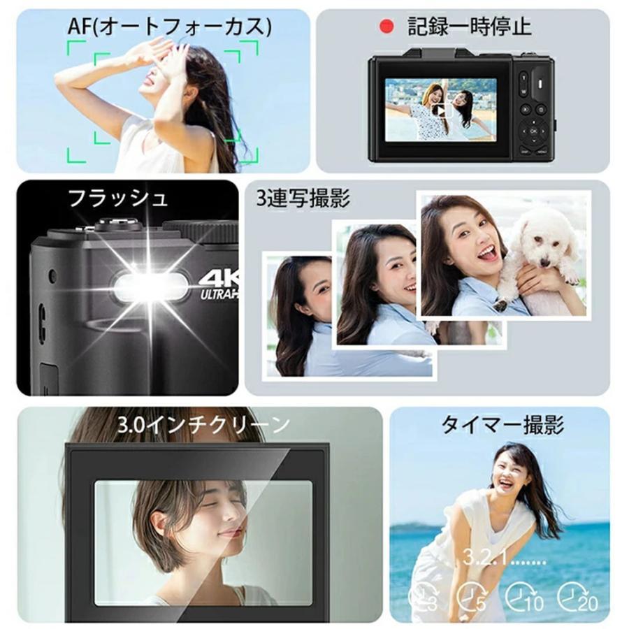 デジカメ デジタルカメラ 自撮り 5K 前後二重カメラ WiFi機能 18倍
