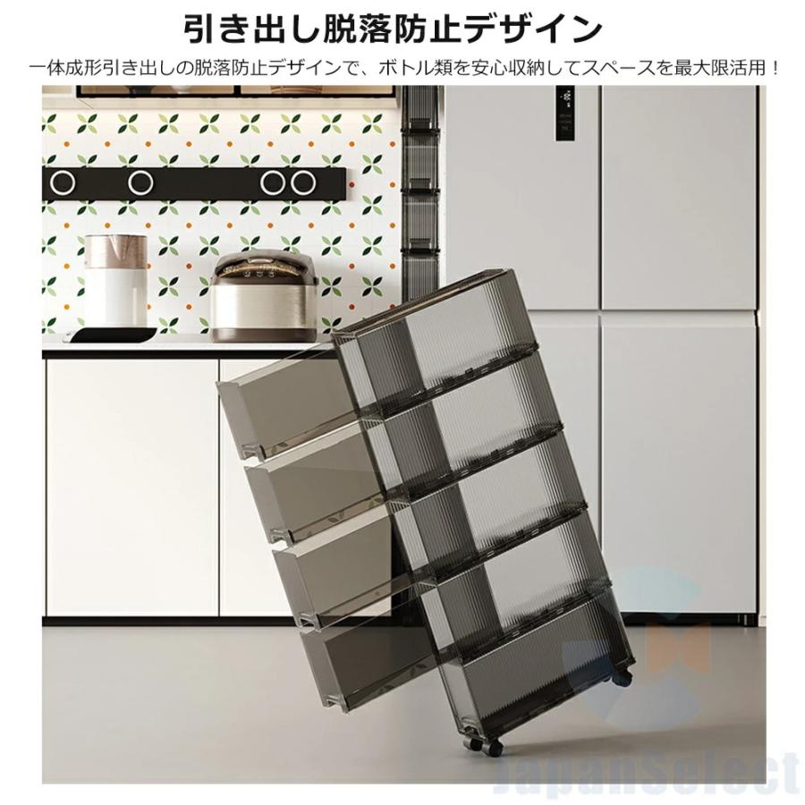 隙間 収納 12cm 引き出し スリムストッカー 4段 キャスター付き すきま