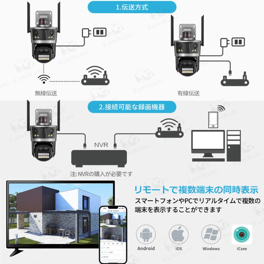 防犯カメラ 屋外 1200万画素 8倍ズーム 四画面 人体検知 自動追跡 遠隔