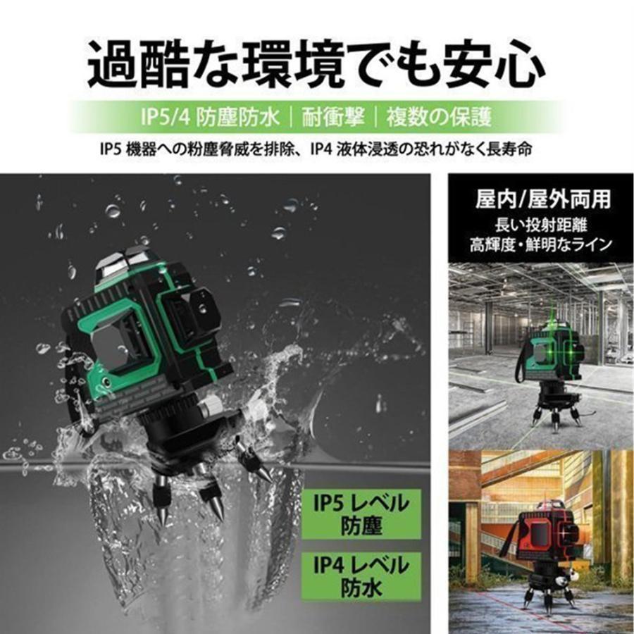 グリーンレーザー ーザー墨出し器 水平器 12ライン 8ライン バッテリー2個付き グリーン