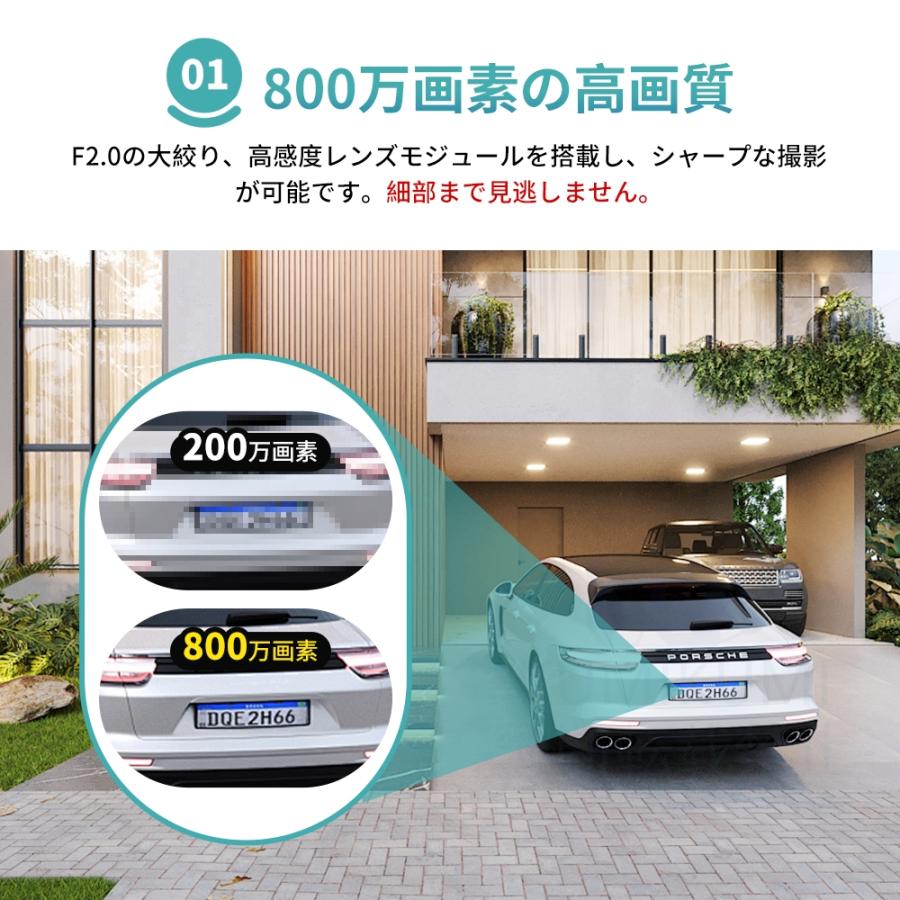 見守りカメラ 防犯カメラ 屋外 800万画素 家庭用 wifi 人体検知 自動