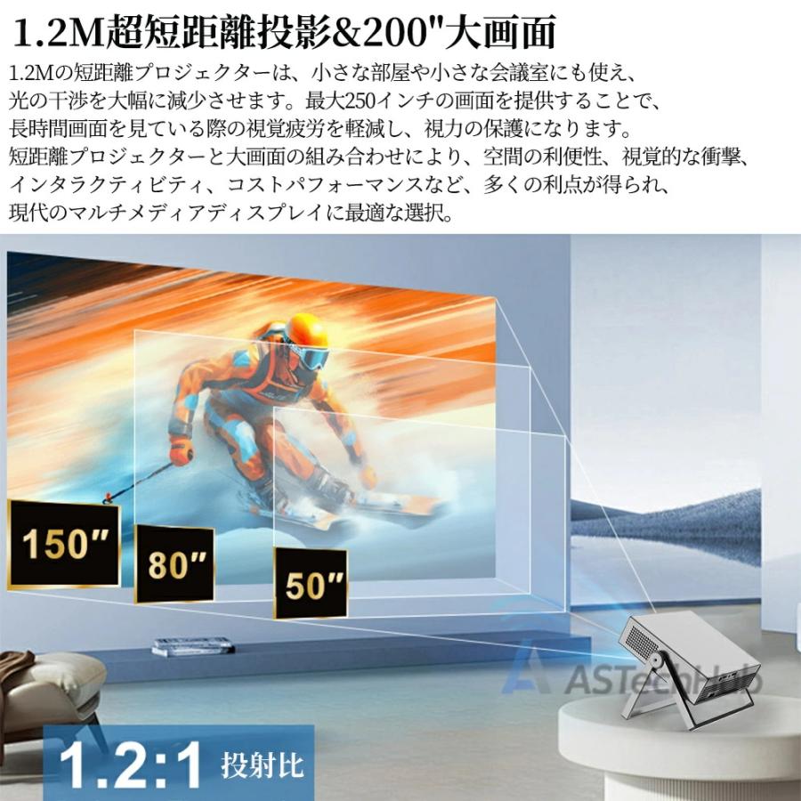 プロジェクター 天井投影 小型 家庭用 28000LM 1080P&4K対応 スマホと