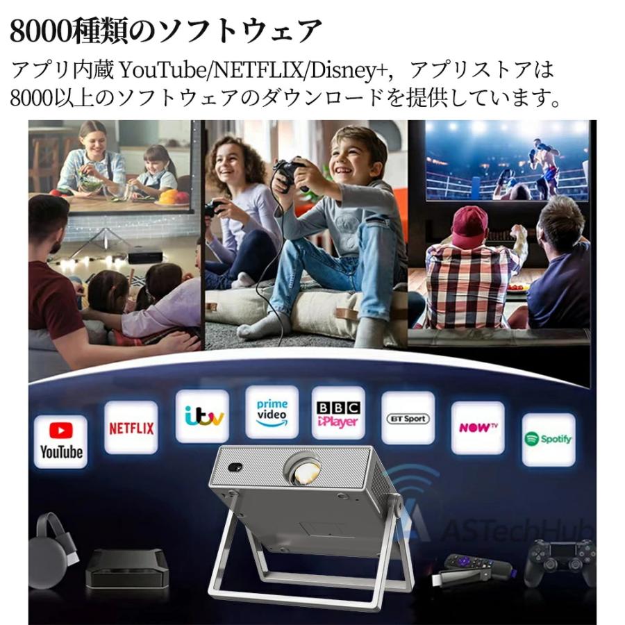 プロジェクター 天井投影 小型 家庭用 28000LM 1080P&4K対応 スマホと
