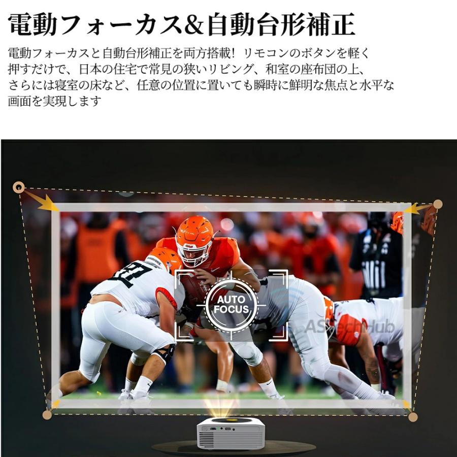 プロジェクター 小型 家庭用 学習 子供向け教育用 事務用 Netflix/YouTube/Prime 450ANSI高輝度 昼間でもはっきり 4K スマホと繋げる 自動台形補正 静音 簡単の画像